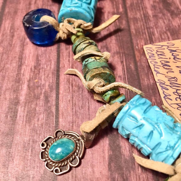 Handmade chunky stone boho statement necklace - Picture 7 of 10